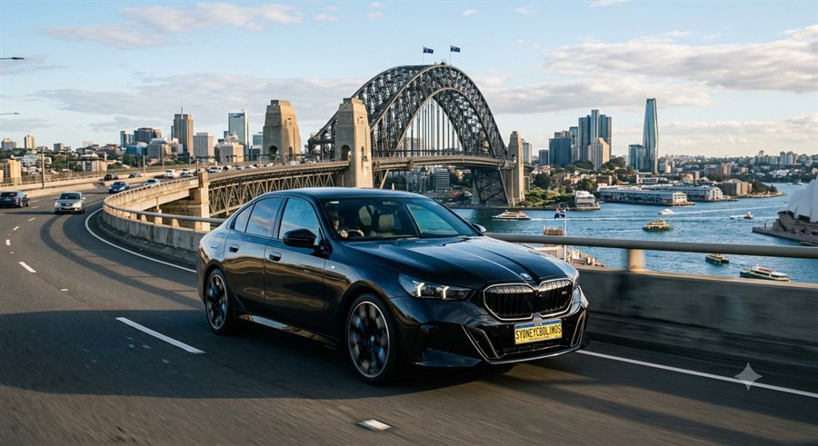 BMW i5 business sedan chauffeur car, Sydney